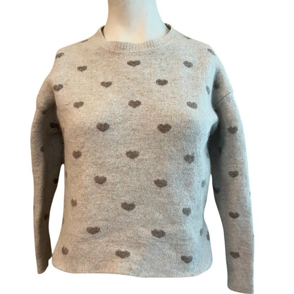 Splendid Ladies Small Gray Heart Sweater Crewneck Cotton Cropped Wool Soft $168